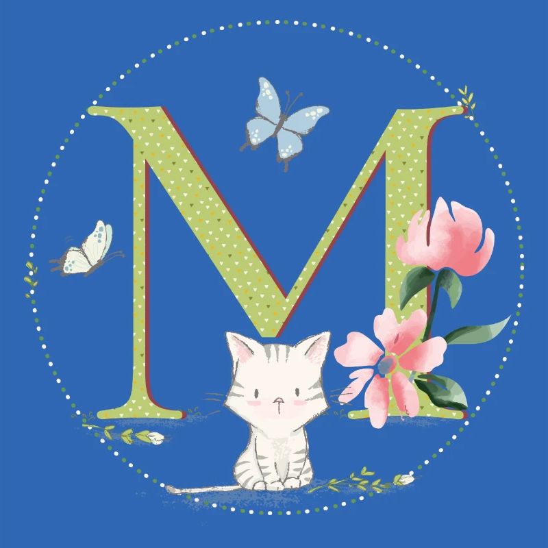 Lettre initiale M avec chat