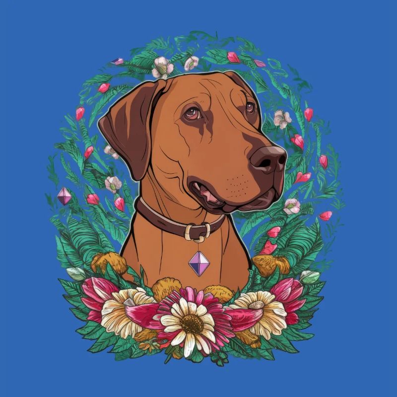 Rhodesian Ridgeback and Beautiful Flowers