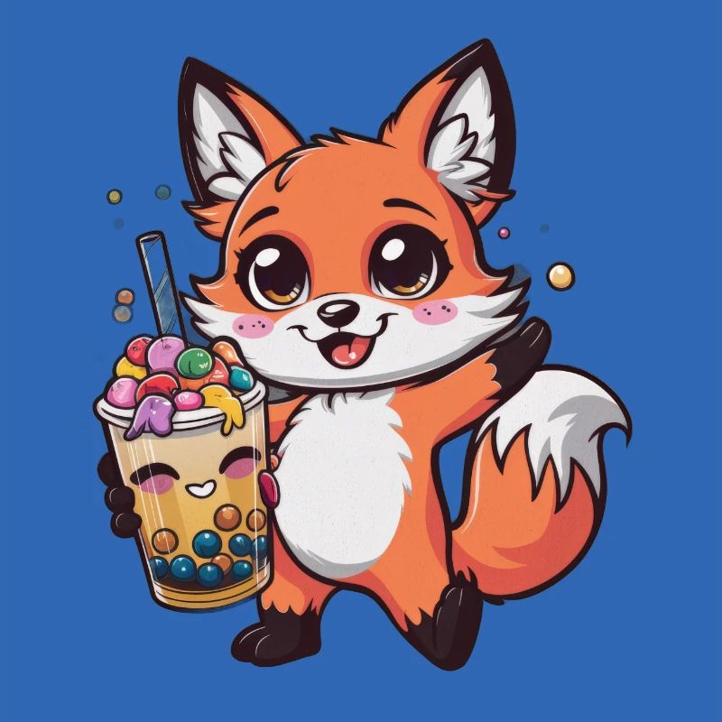 Kawaii Fuchs mit Bubble Tea