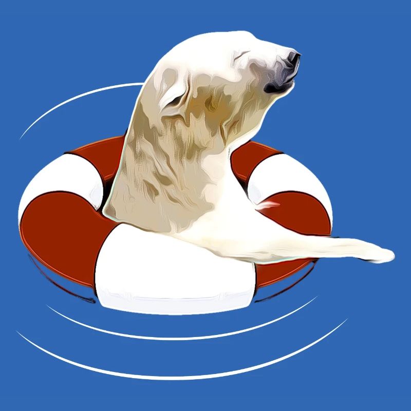 Eisbär mit Rettungsring