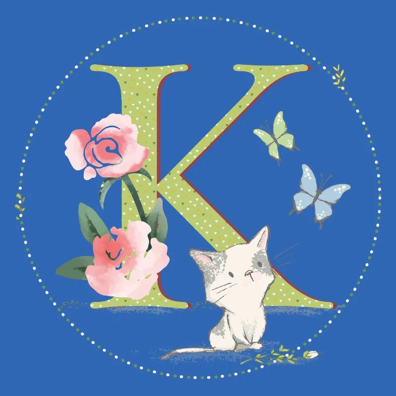 Anfangsbuchstabe K mit Katze