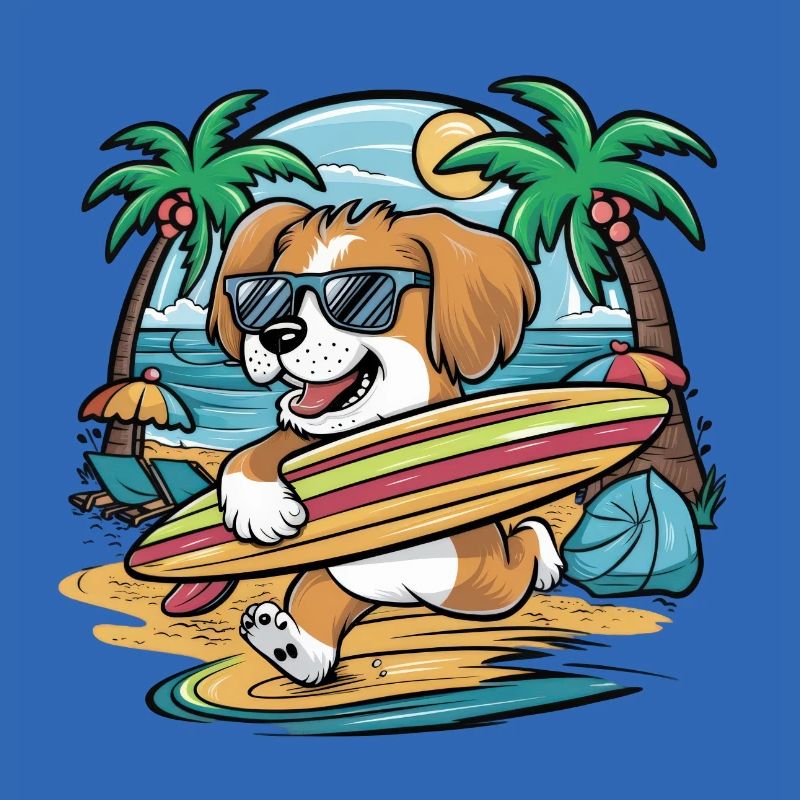 Cute Lhasa Apso Cartoon in Vacation Theme