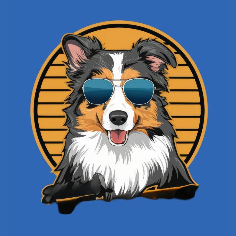 Cooler australischer Schäferhund mit Sonnenbrille