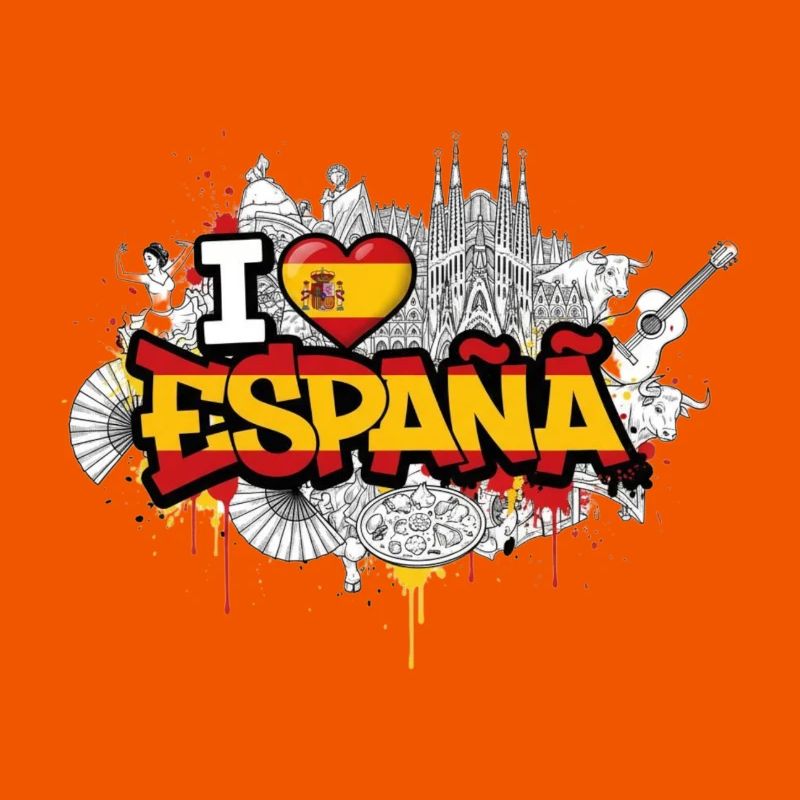 Lebendiges Graffiti Spanien Flagge Liebe Design