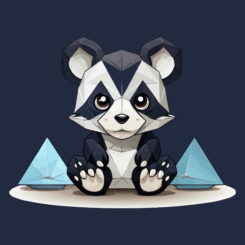 Low-Poly Panda am Eisgebirge