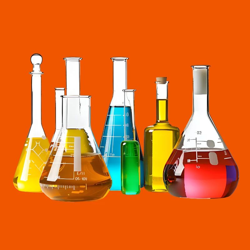 Collection de verrerie de laboratoire colorée