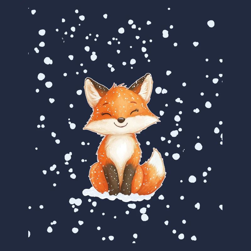 Fuchs mit Schneeflocken