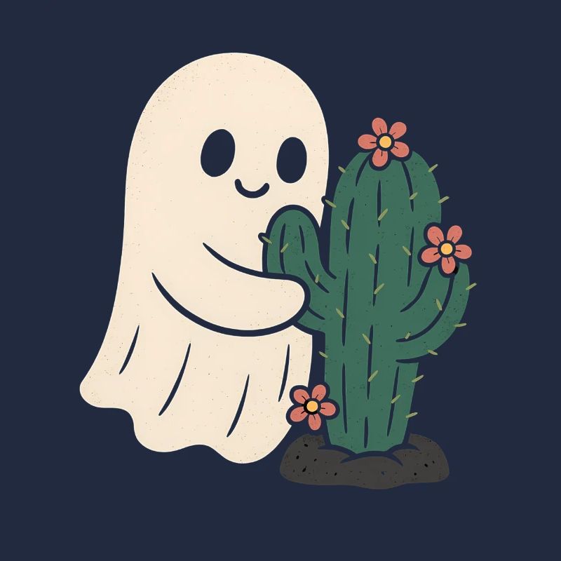 Fantôme étreignant les fleurs de cactus