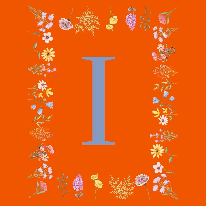 Florale Initial "I" Blumenmonogramm