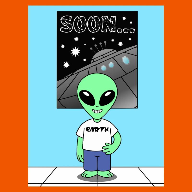 Alien devant le vaisseau spatial Terre