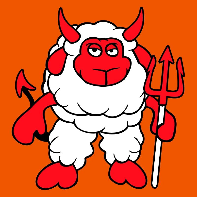 Mouton Diable Satan Enfer Mal Trident Cornes Cool