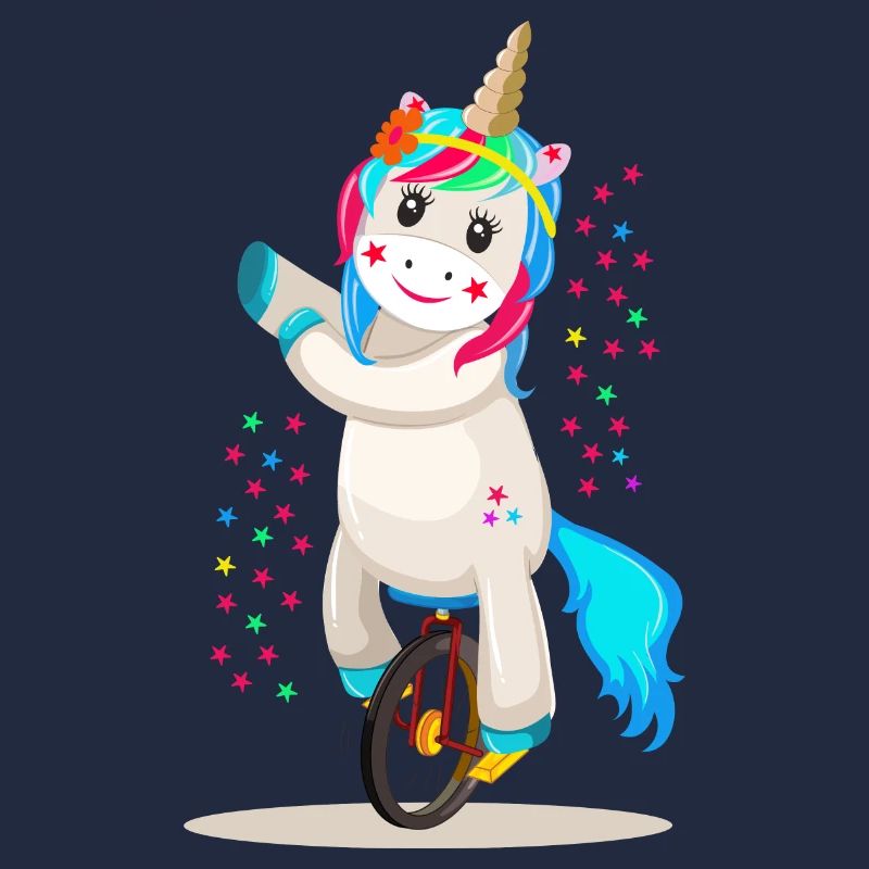 Einhorn Unicorn auf einem Einrad