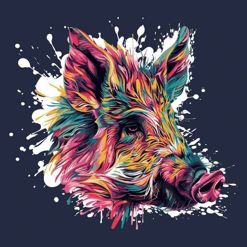 Explosion de couleur Portrait de sanglier