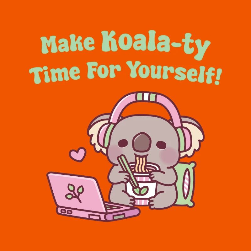 De mignons koalas mangeant des nouilles font du temps pour les koala-ty