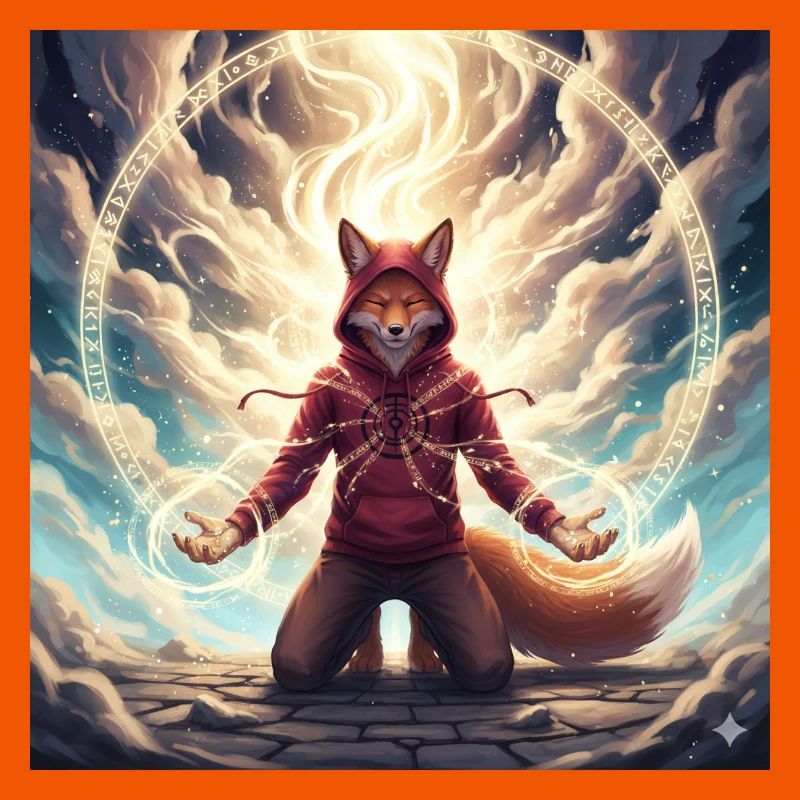 Fox in the Magic Circle Pullover Hoodie