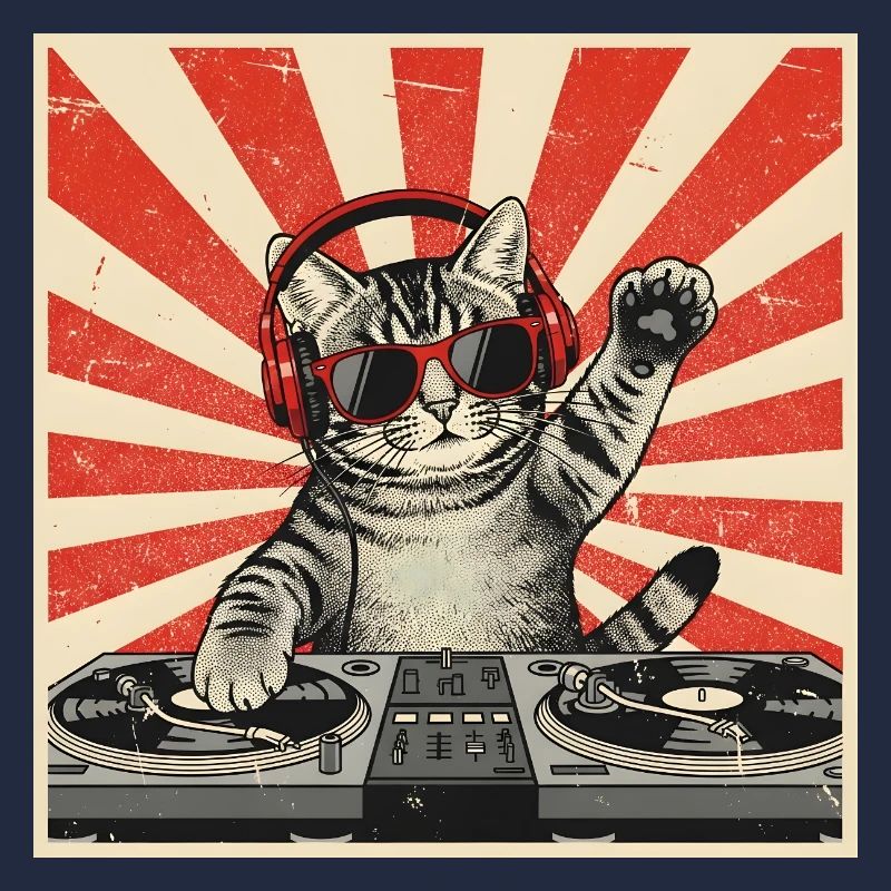 Cat DJ Retro Pop Art