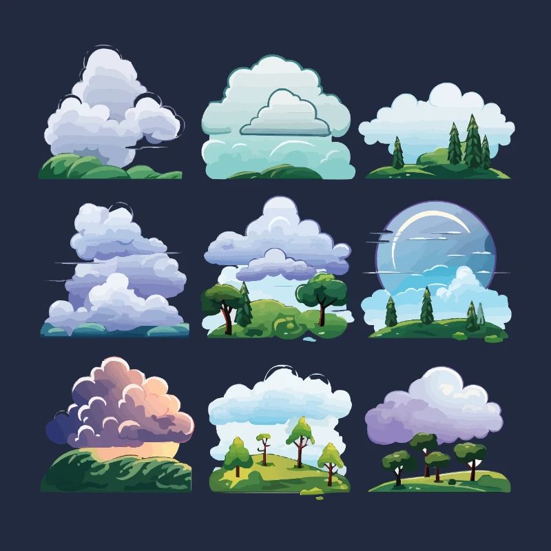 Ensemble de dessins animés Cloudscapes