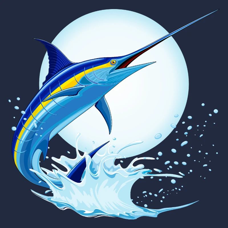 Blauer Marlin-Schwertfisch springt aus dem Ozean