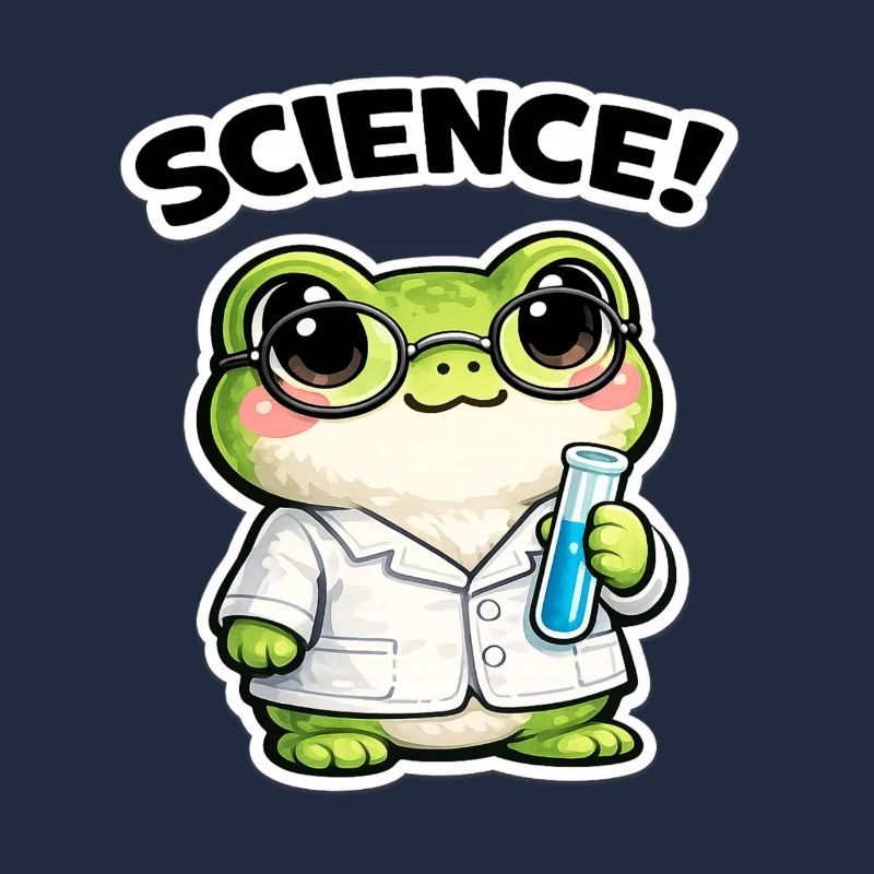 Science frog with glasses