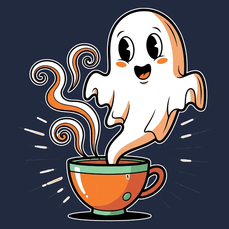 Kaffeegeist mit charmantem Gesicht
