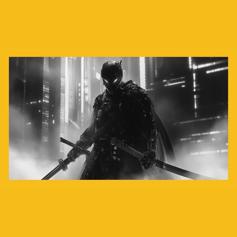 Urbaner Samurai im schwarzen Schatten