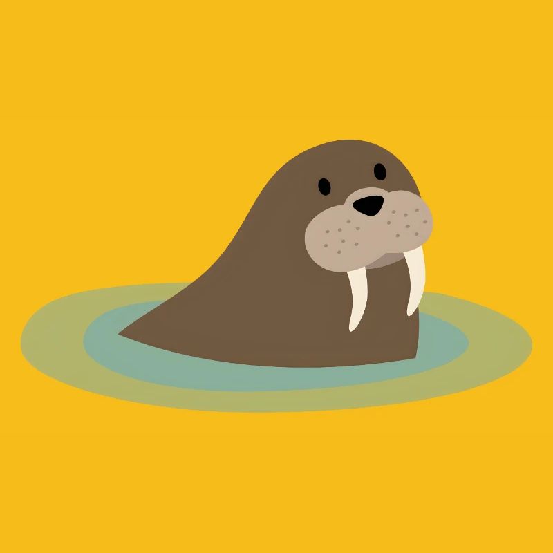 Morse mignon dans l’eau – Kawaii Comic Design