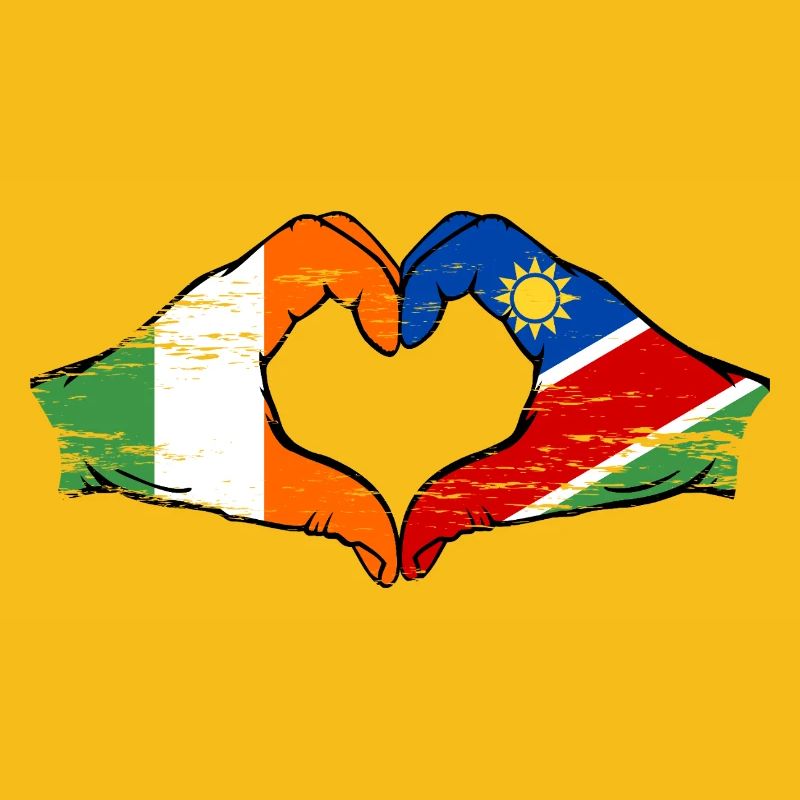 Ireland Namibia Flag Hands Heart Shape