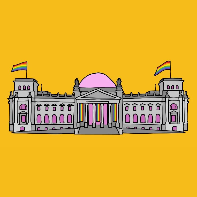 Le Bundestag à Berlin avec des drapeaux arc-en-ciel