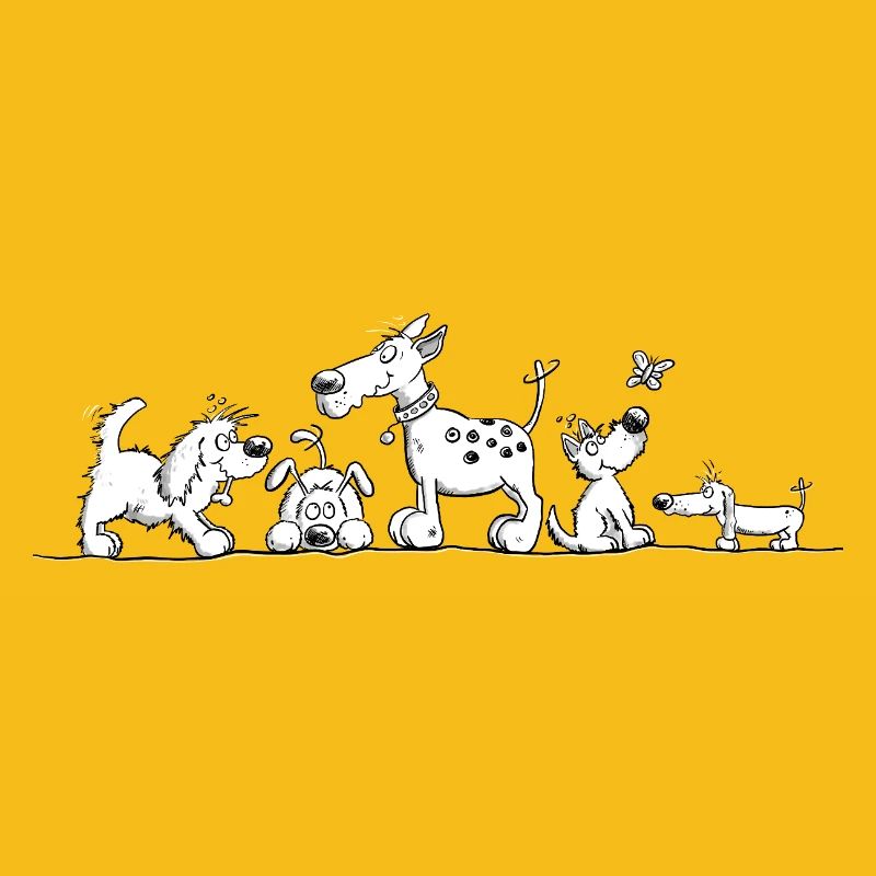Motif de chien drôle avec chiens de dessins animés