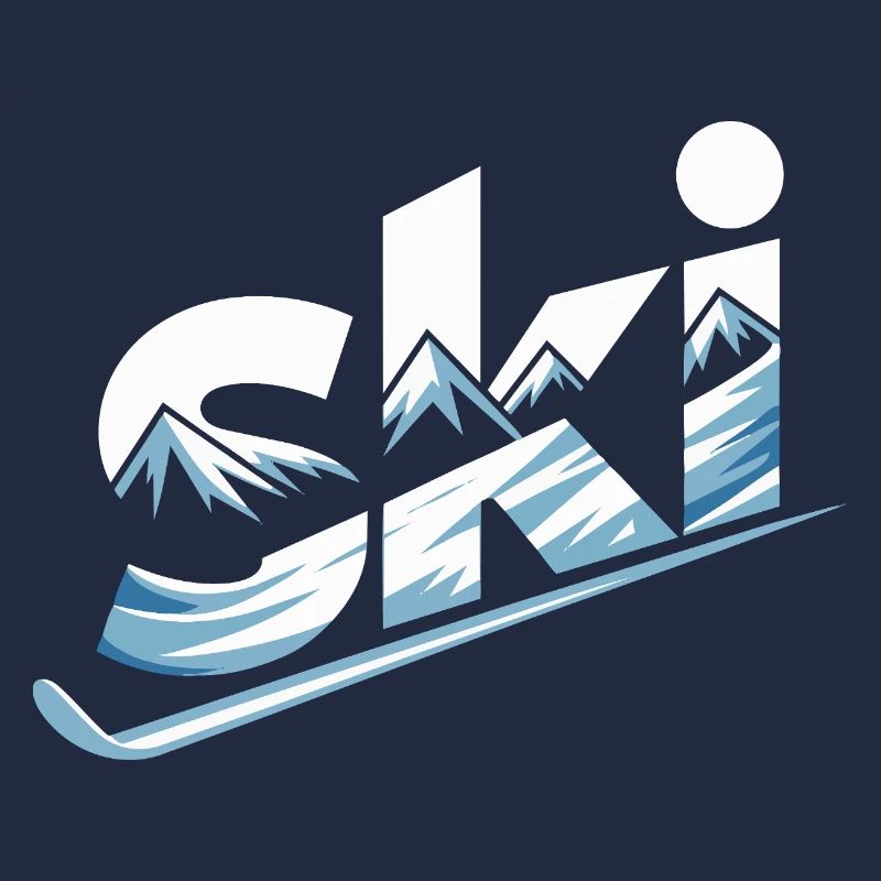Ski Mountain Panorama Typo Design