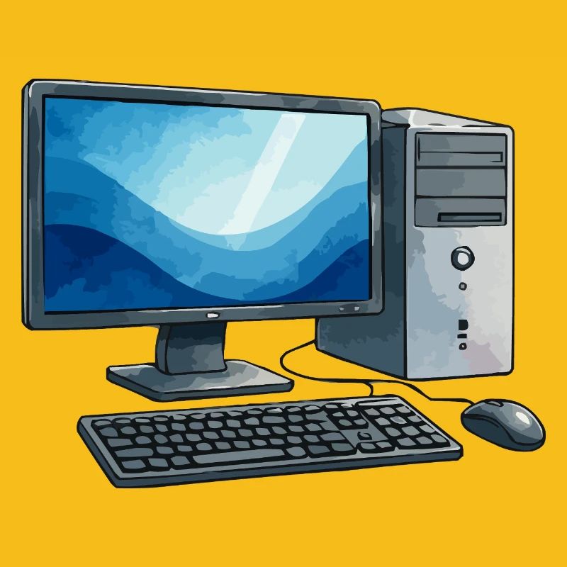 Retro PC Workstation Illustration