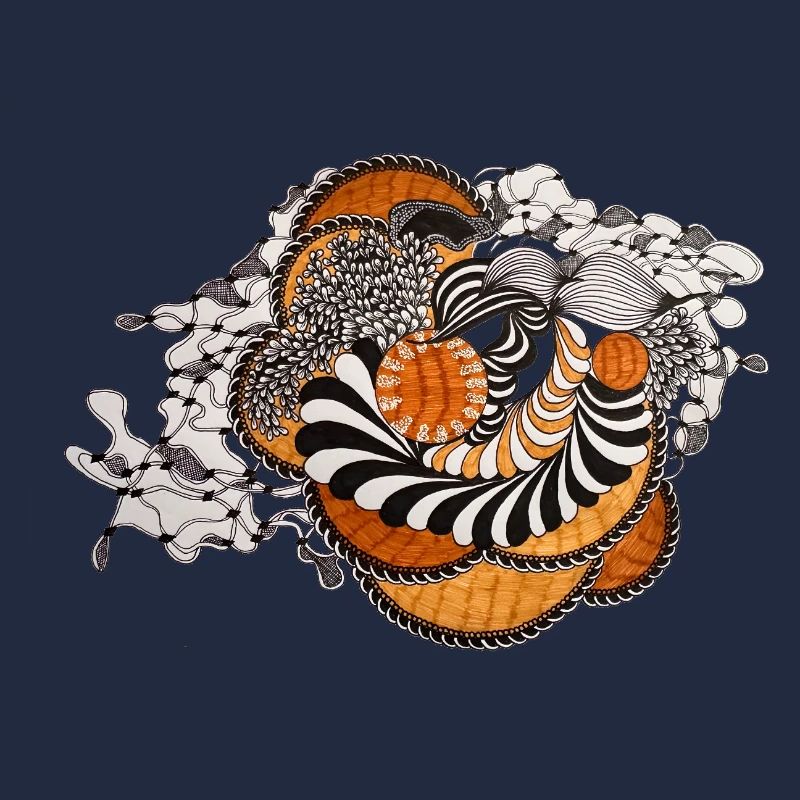 Orange Spiral Black and White Pattern
