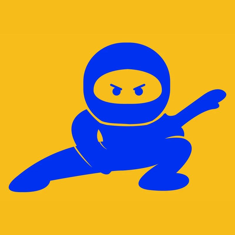 Blauer Ninja in Aktionspose