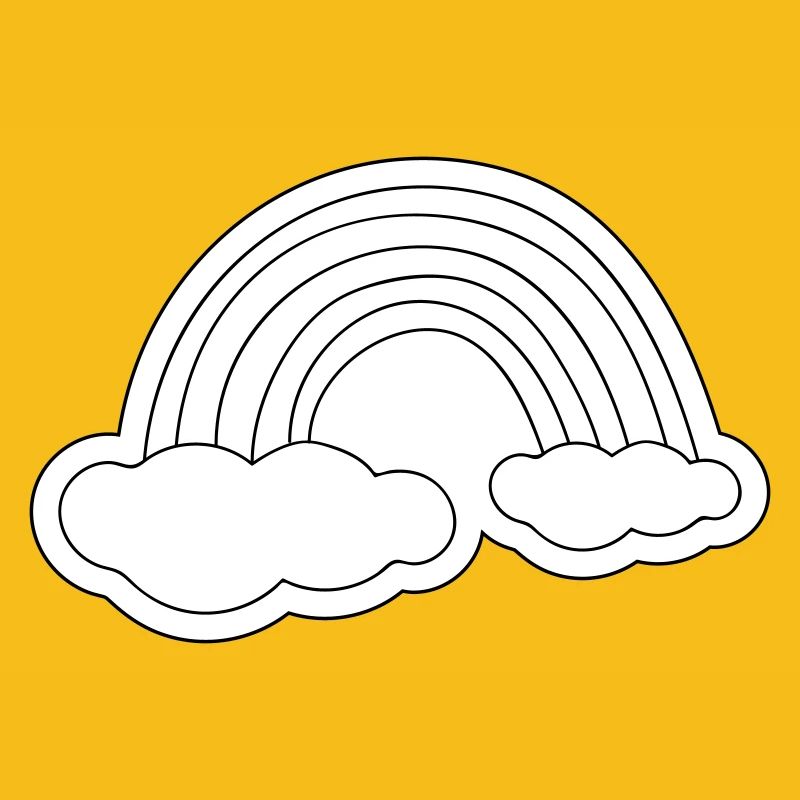 Minimalist rainbow on clouds