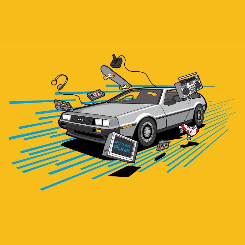 Delorean Oldtimer Youngtimer Retro Future bleu 80s
