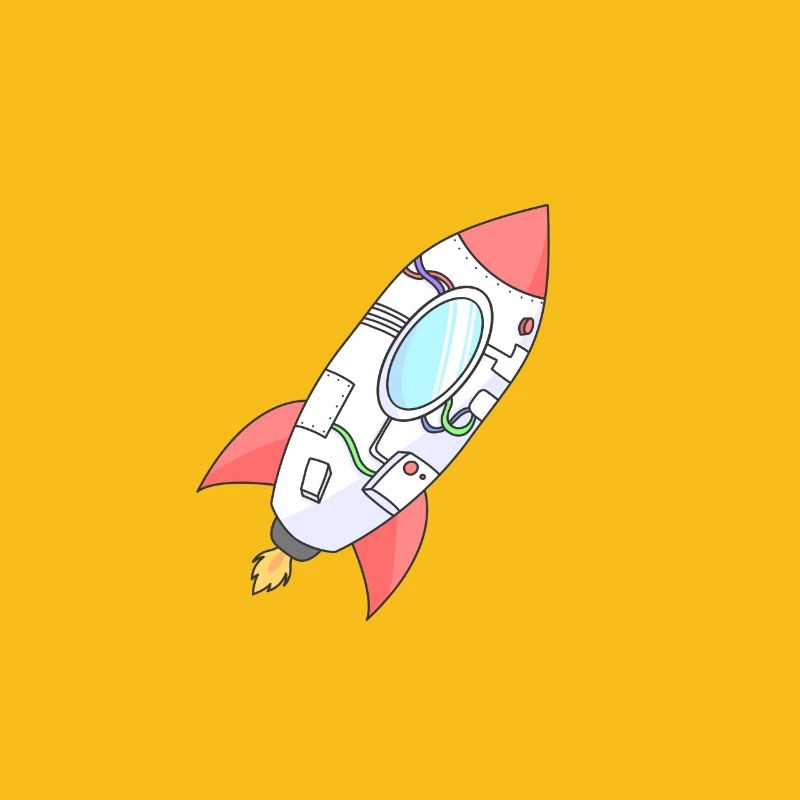 Colorful rocket in orbit