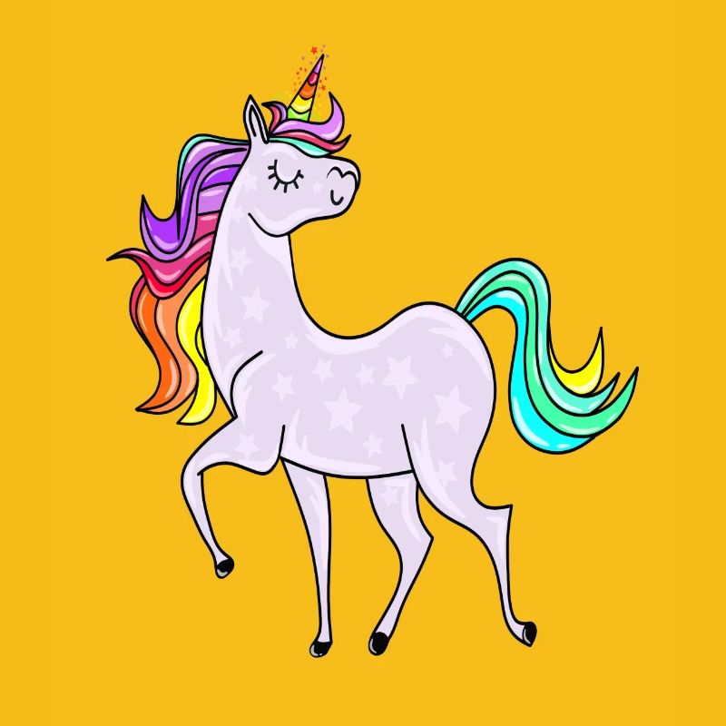 Einhorn mit Sternchen und Regenbogen Farben