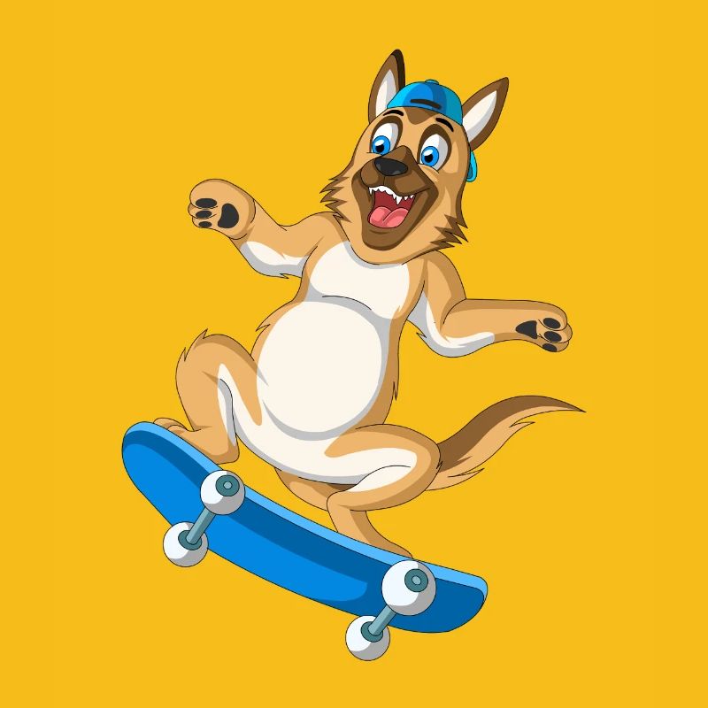 Skateboarden Deutscher Schäferhund