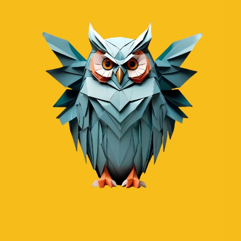 Blau Low-Poly Eule Design