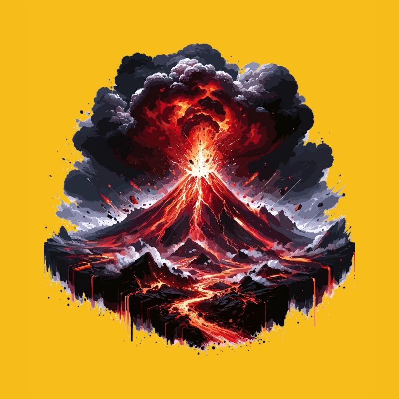 Volcanic eruption lava fireworks