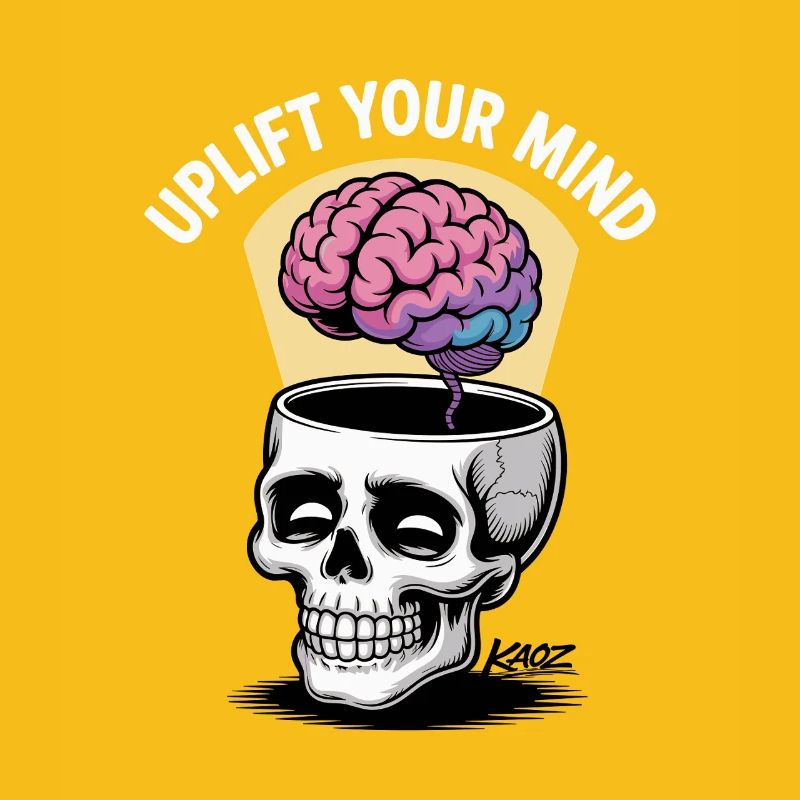Skull and Floating Brain, uplift your mind