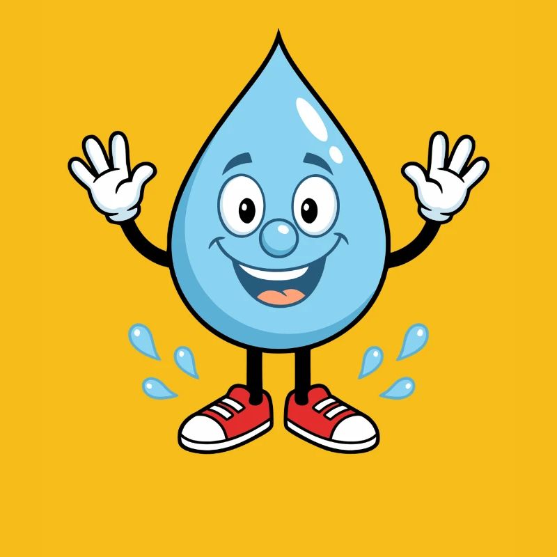 Fröhlicher Wassertropfen mit Sneakers