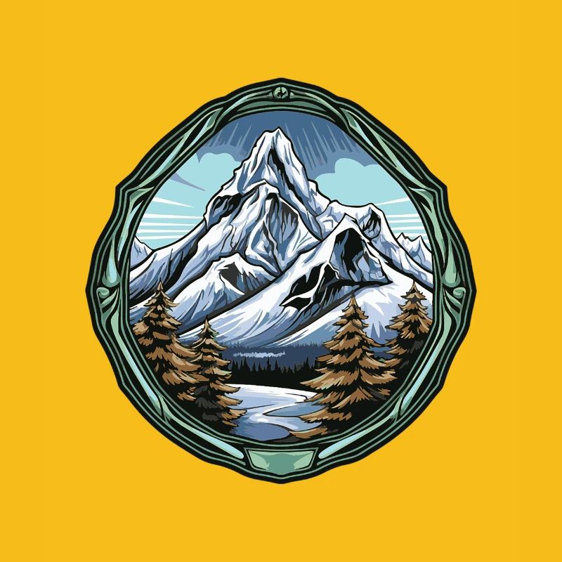 Mountain peaks in a forest frame