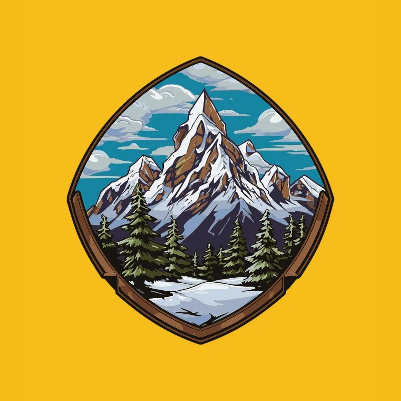 Mountain Summit Shield Emblem Mountains