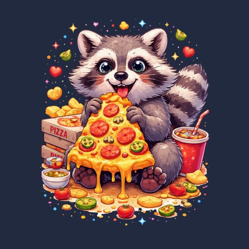 Pizza-Waschbär mit Käse