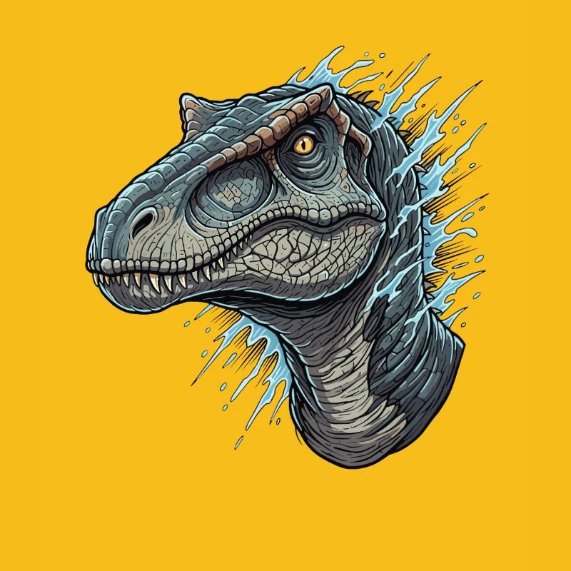 Dino head with blue splashes