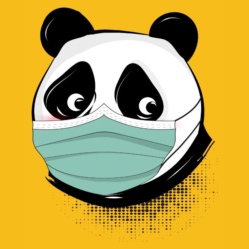 Panda bear with mask mask