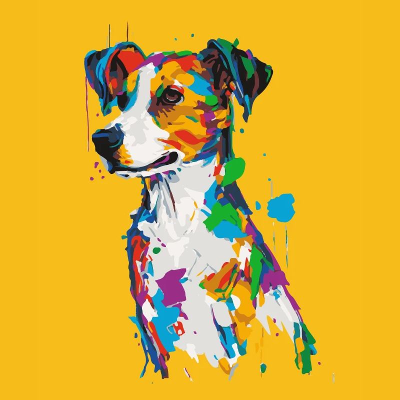 Bunter Hund mit Farbspritzern