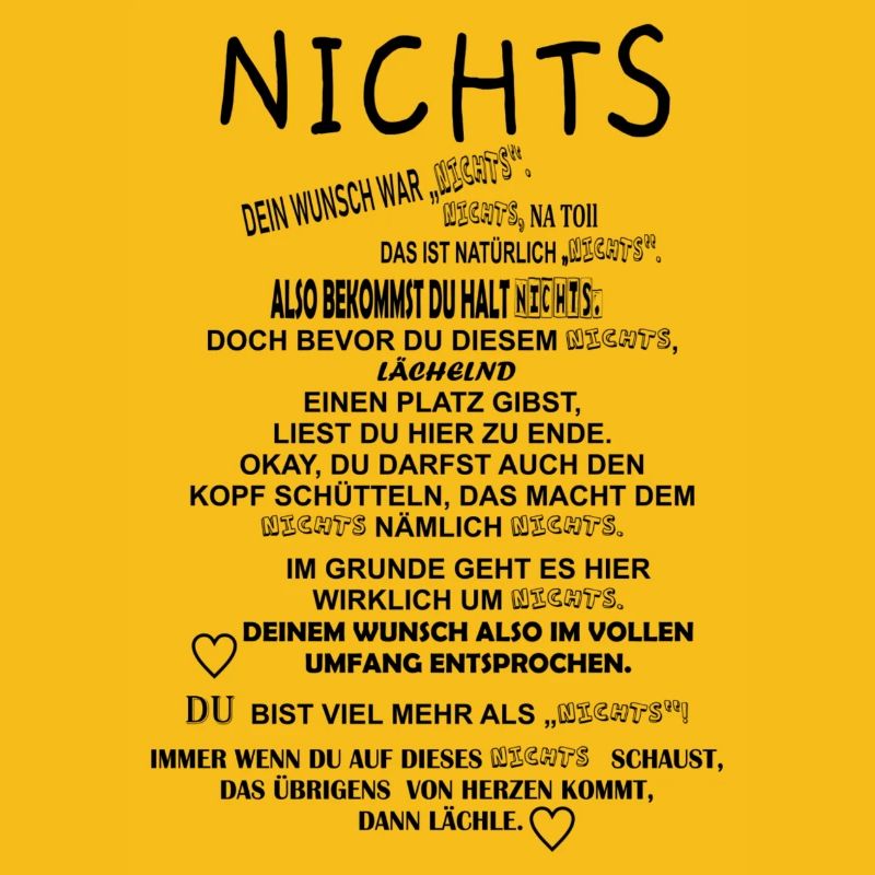 Nichts - Geschenkidee Nichts schenken Text