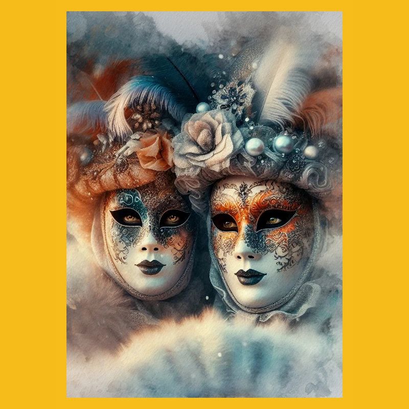 Masques Carnaval Vénitien Aquarelle
